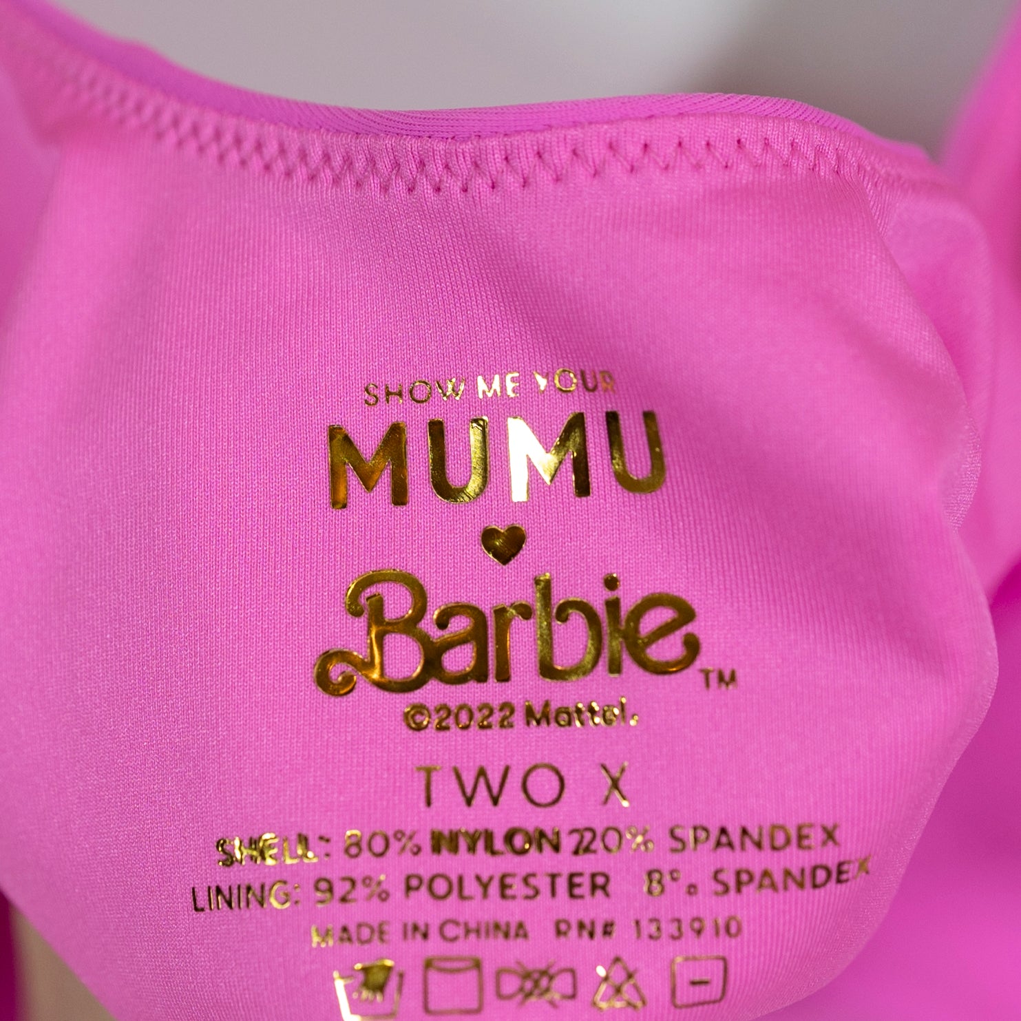 Show Me Your Mumu x Barbie Square Neck One Piece Bathing Swim Suit Pink 2X