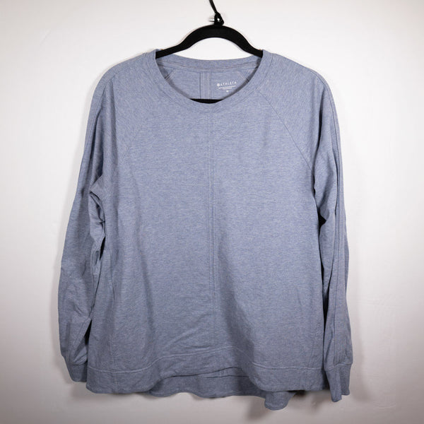 Athleta Farallon Swing Blue Heather Cotton Stretch Crew Neck Pullover Sweatshirt