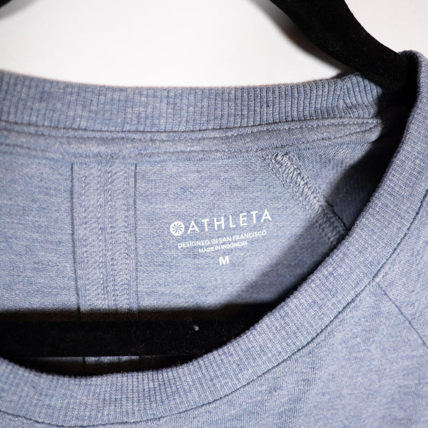 Athleta Farallon Swing Blue Heather Cotton Stretch Crew Neck Pullover Sweatshirt