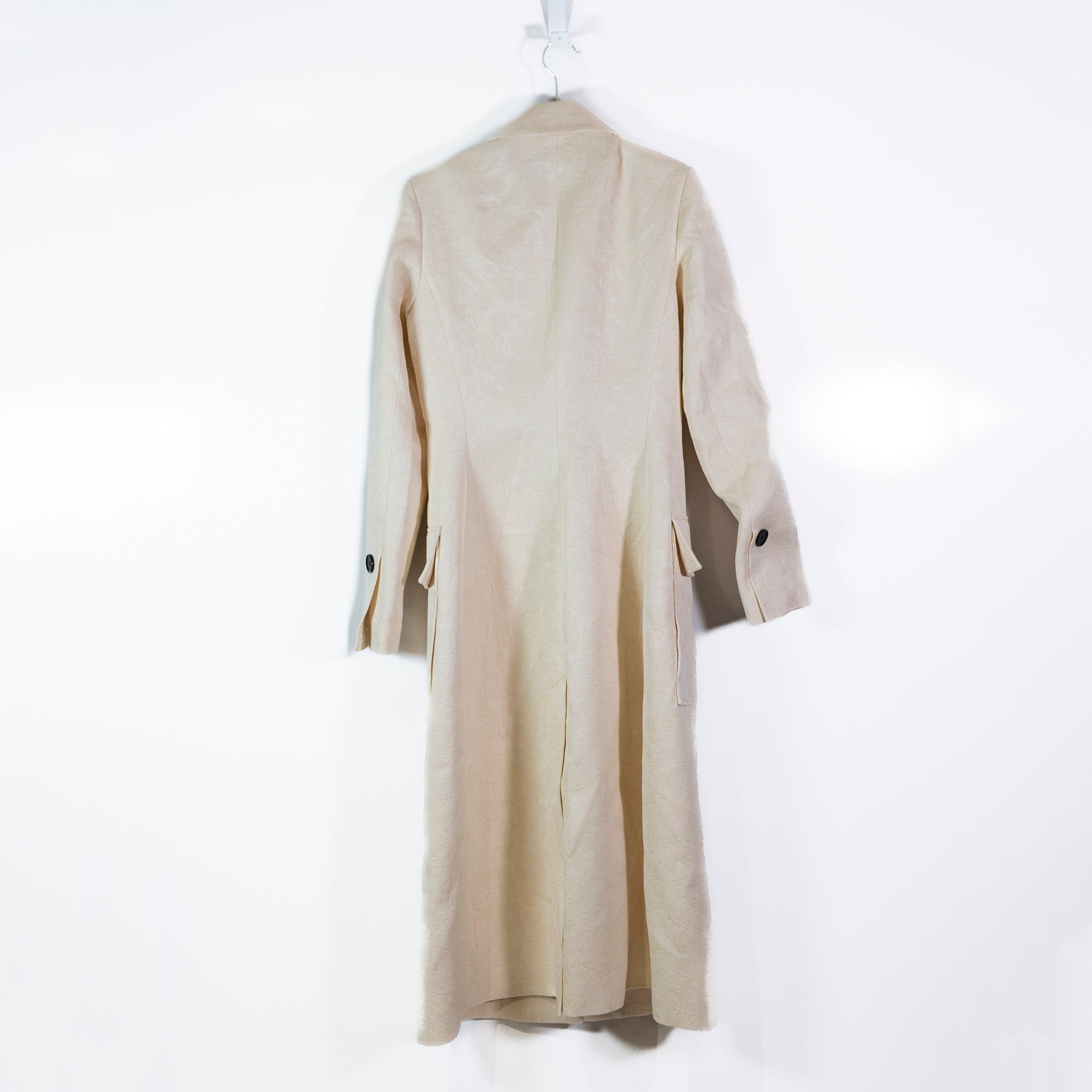Proenza Schouler Cotton Wool Blend Textured Trench Coat Jacket Ivory Neutral 6