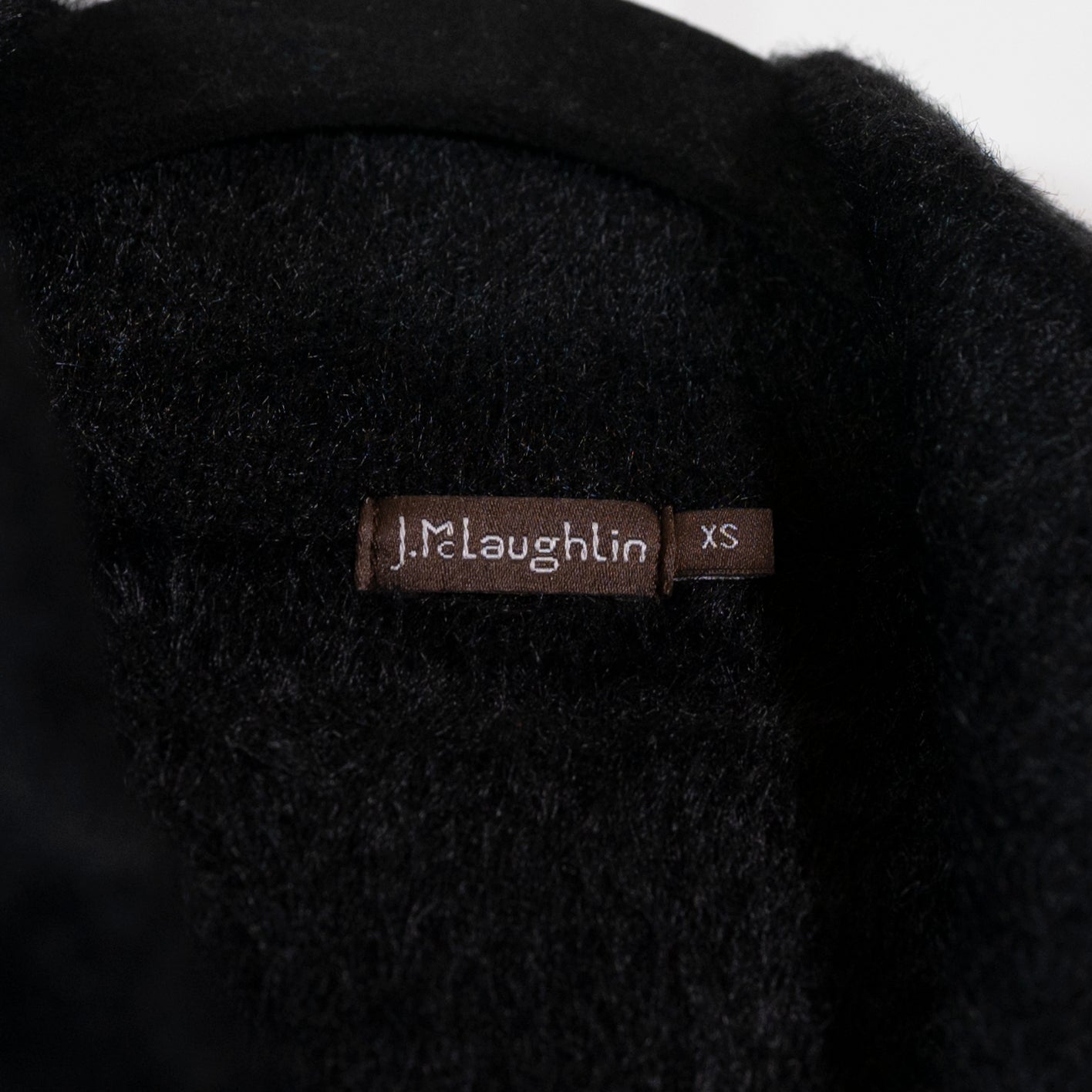 J. McLaughlin Faux Vegan Fur Collared Snap Button Jacket Coat Navy Blue XS
