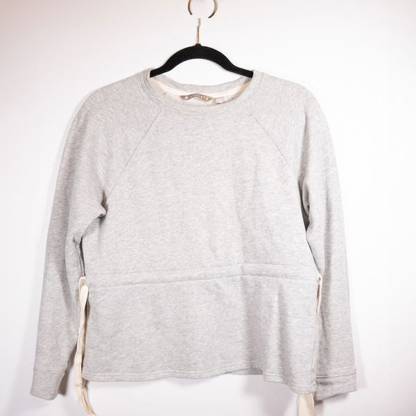 Athleta Studio Cinch Crew Neck Terrycloth Pullover Gray Sweatshirt Sweater XS