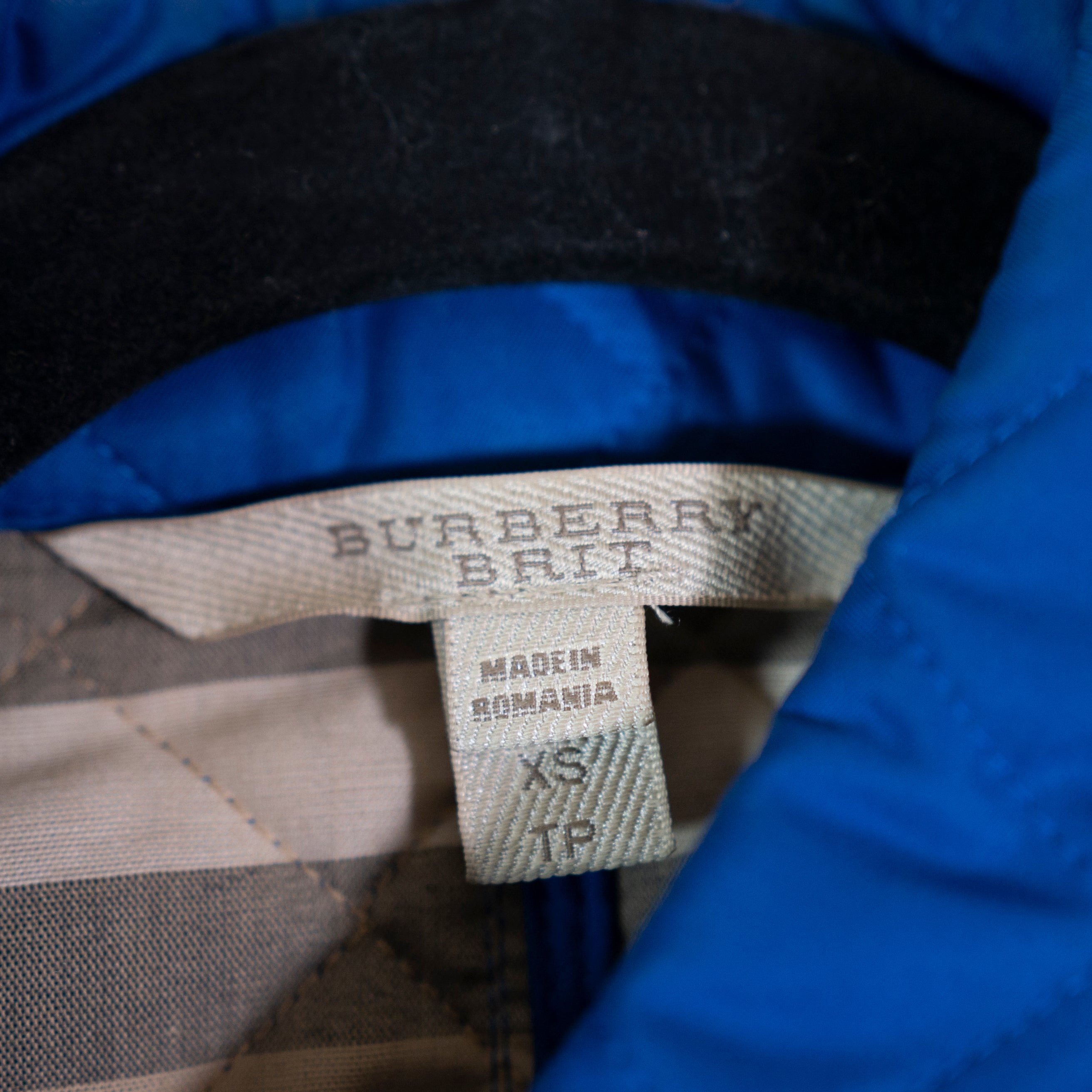 Burberry Brit Women's Button Front Collared Quilted Lightweight Jacket Blue XS
