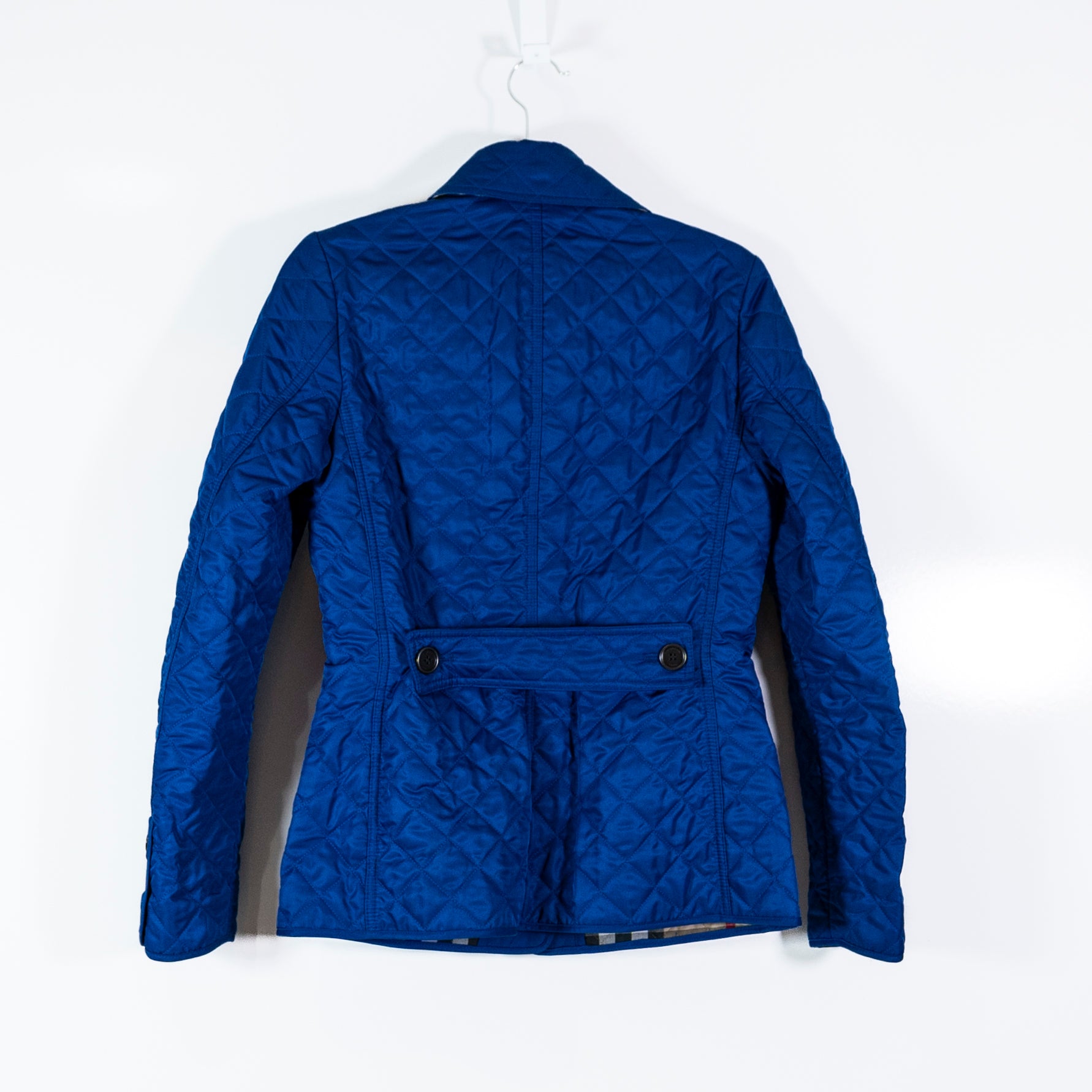 Burberry Brit Women's Button Front Collared Quilted Lightweight Jacket Blue XS