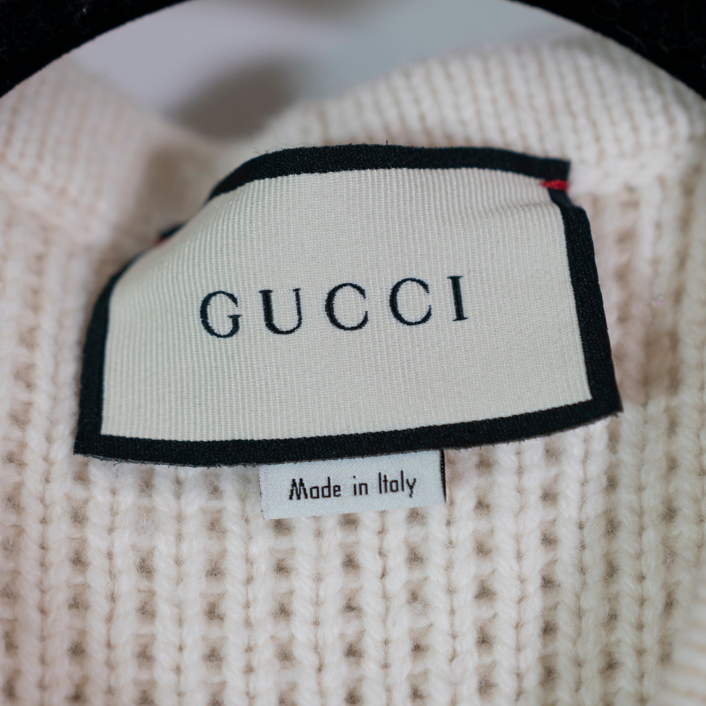 Gucci Made In Italy Wool Knit Crochet Logo Belted Mid Length Cardigan Sweater M