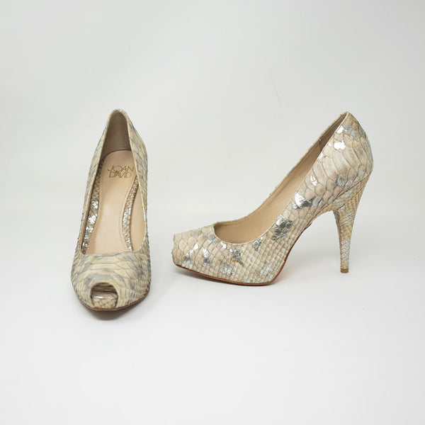 Joan & David Dafelicita Genuine leather Metallic Snake Python Embossed High Heel