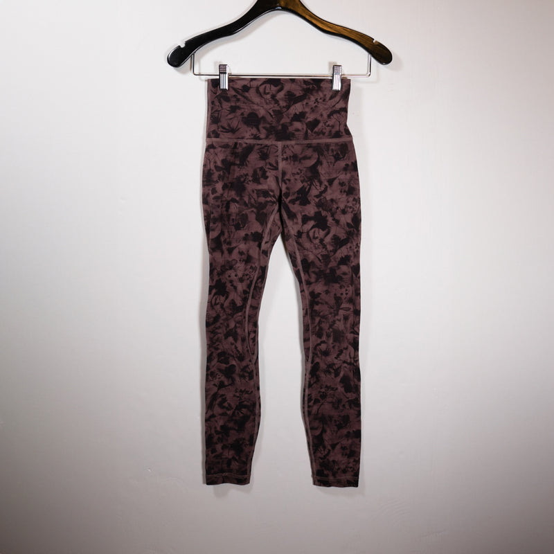 Lululemon Women's Align Pant II 25" Inseam Mini Dusk Floral Antique Bark Black 2