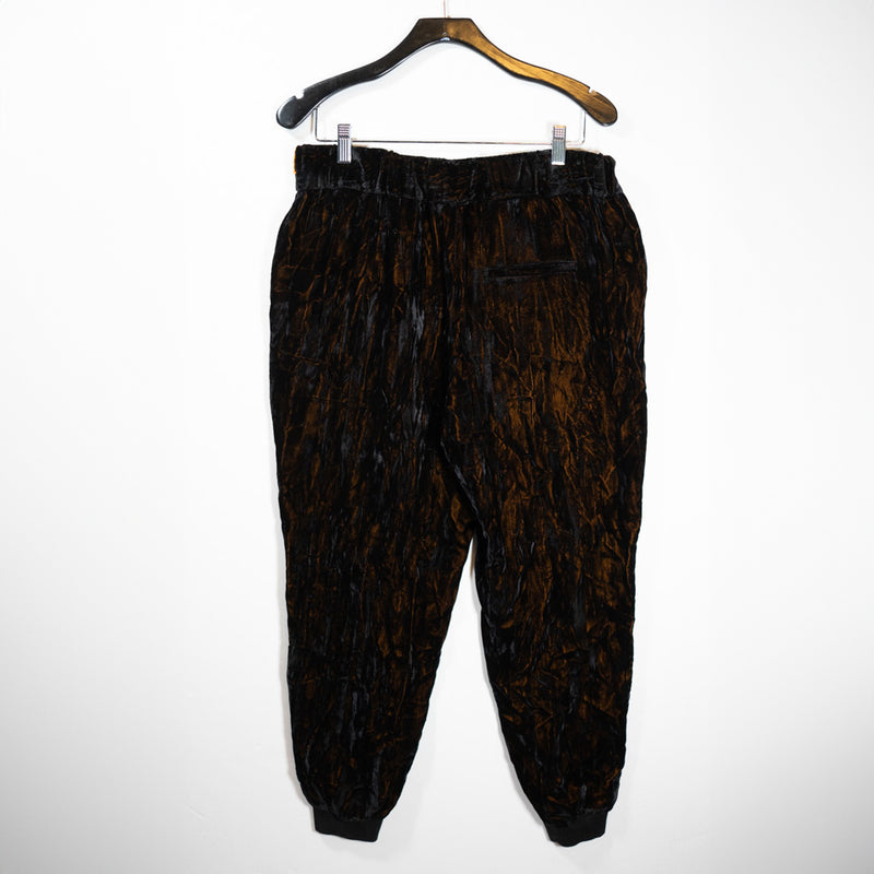 Alice + Olivia Black Bronze Slouchy Crushed Velvet Velour Ankle Crop Pants M