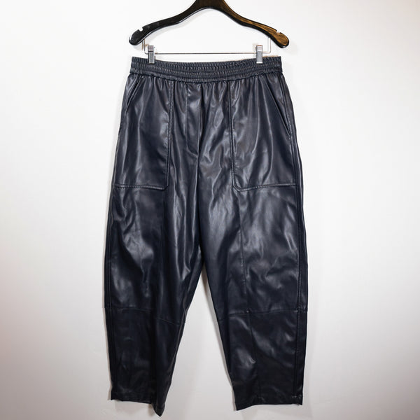 NEW 3.1 Phillip Lim Faux Vegan Leather Tapered Ankle Crop Pants Solid Black M