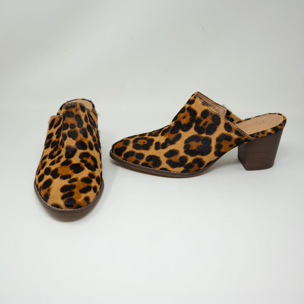NEW Madewell The Harper Mule Leopard Cheetah Animal Calf Hair Heels Shoes 8