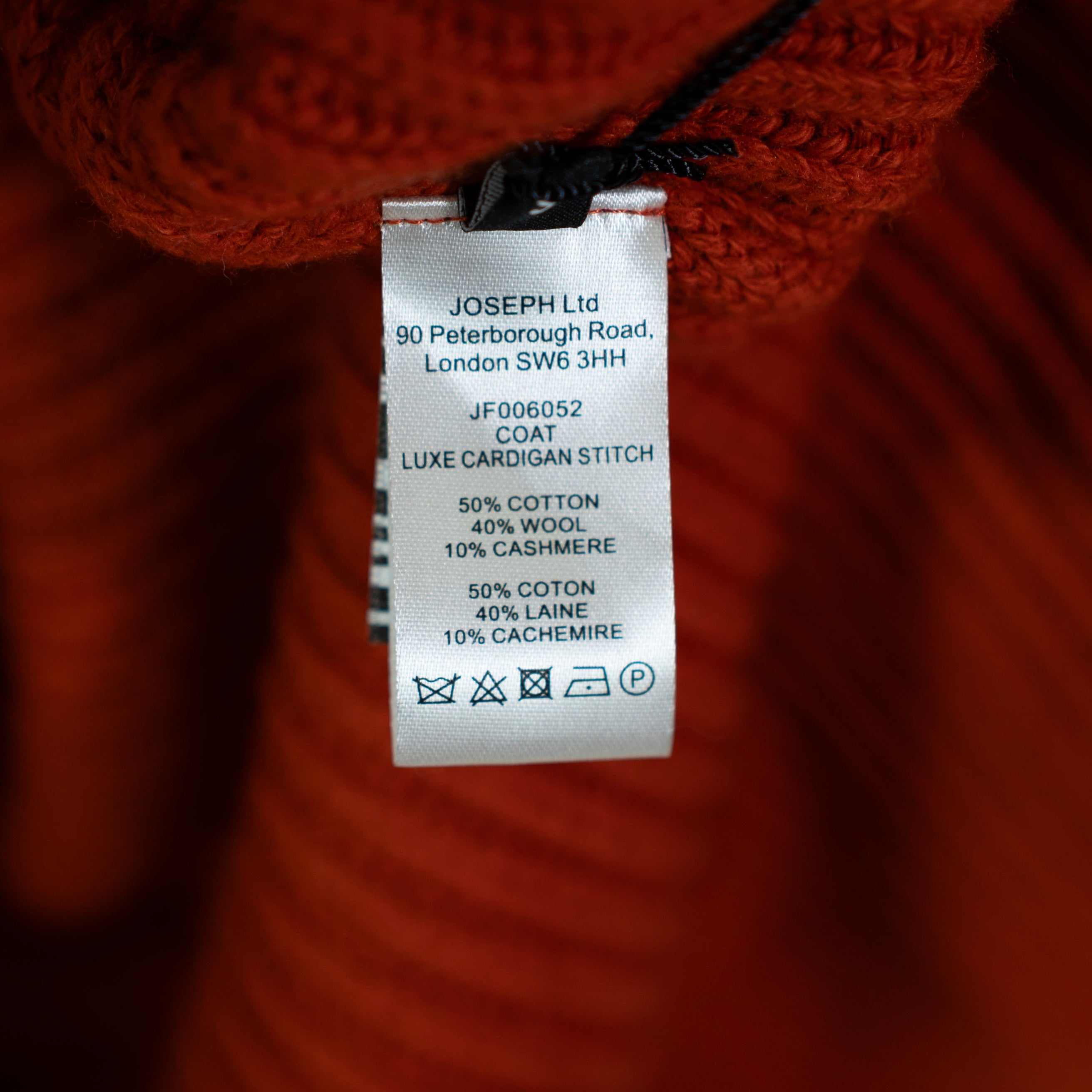 NEW Joseph Coat Luxe Cardigan Cotton Wool Cashmere Sweater Knit Rooibos Orange S