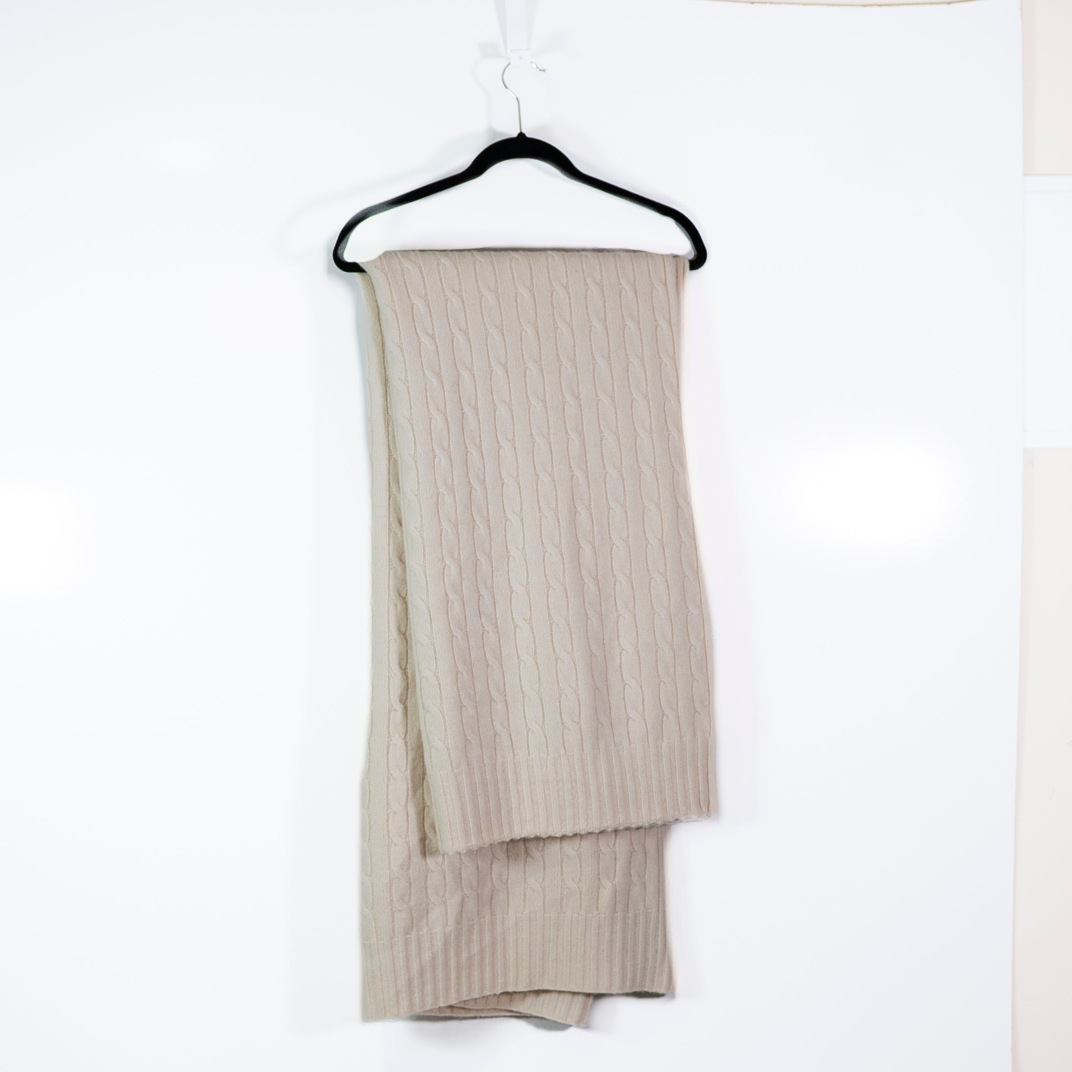 Ralph Lauren The Iconic Cable Knit Cashmere Soft Throw Blanket Regatta Cream