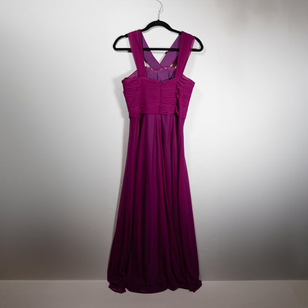 Betsy & Adam Braided Beaded Embellished Pleated Chiffon Party Cocktail Dress 8