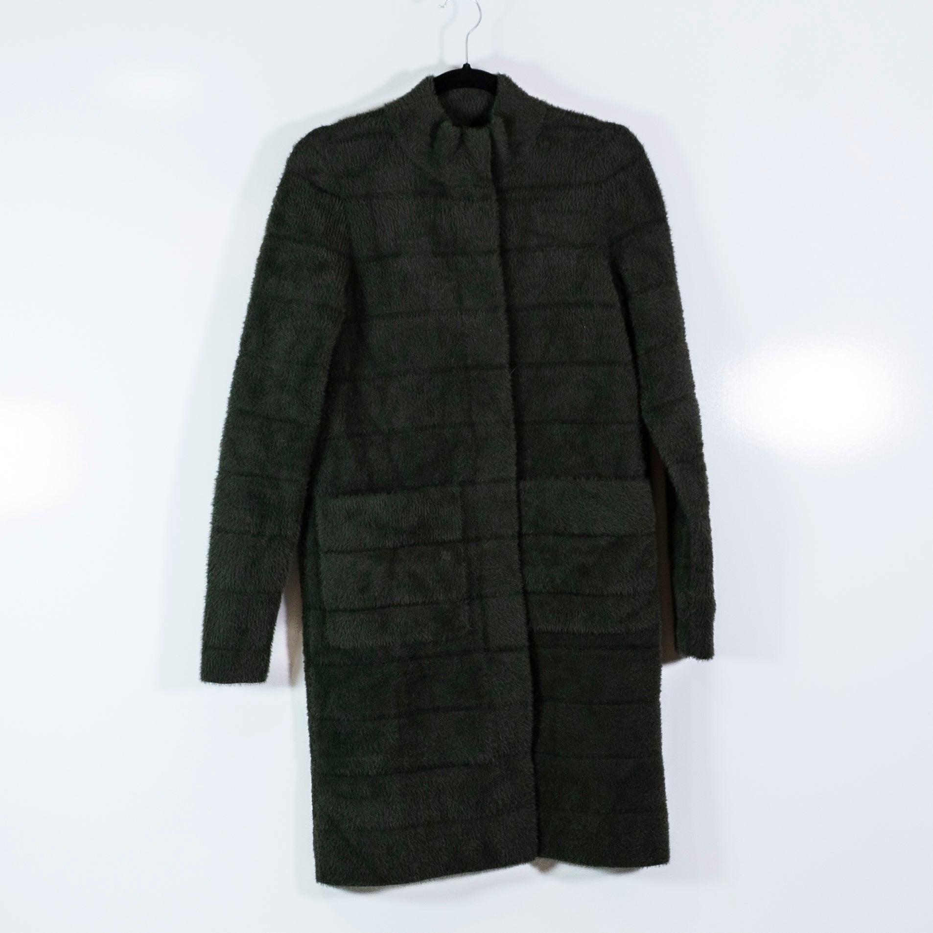 J. McLaughlin Faux Vegan Fur Collared Snap Button Jacket Coat Green XS