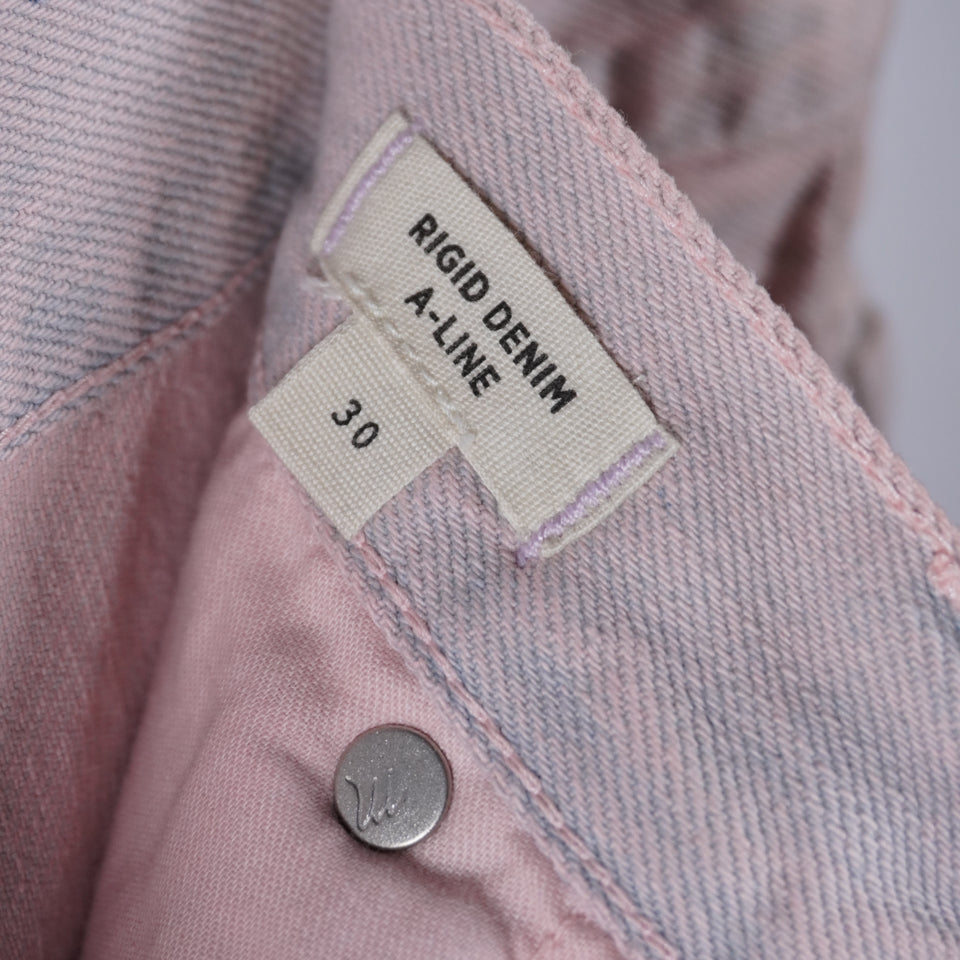 NEW Madewell Rigid Denim A-Line Mini Jean Skirt: Overdyed Edition Pink 30