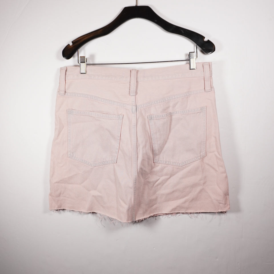 NEW Madewell Rigid Denim A-Line Mini Jean Skirt: Overdyed Edition Pink 30