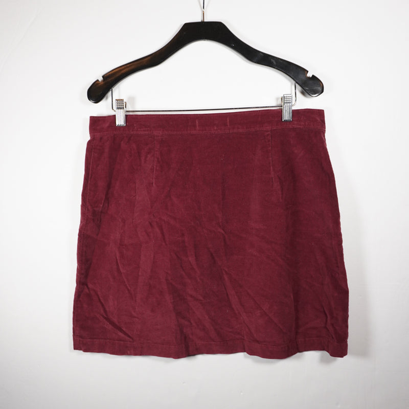 Madewell Studio Front Zip Velvet Velour A Line Mini Skirt Burgundy 10