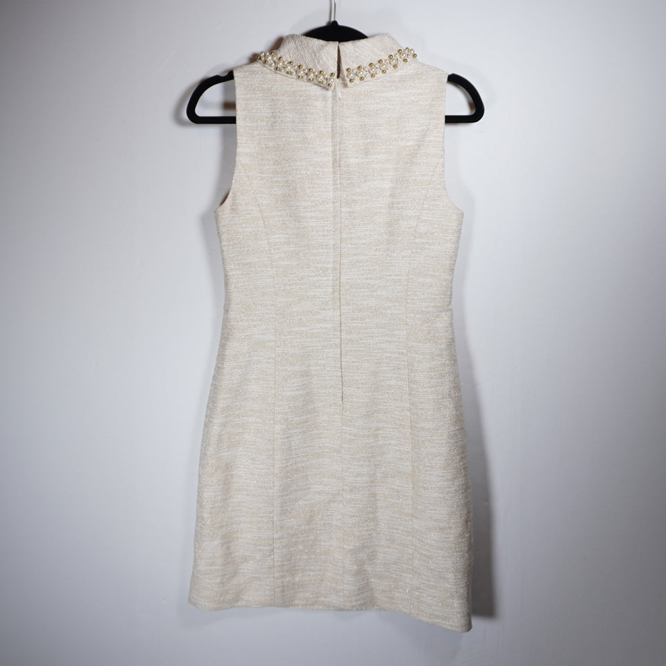 NEW Lilly Pulitzer Portia Boucle Gold Metallic Pearl Beaded Mini Shift Dress 2