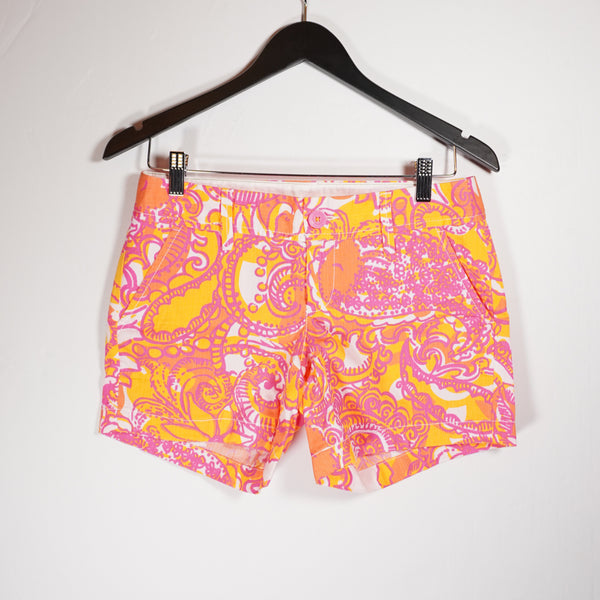 Lilly Pulitzer Callahan Sunshine Yellow Sea And Be Seen Print Cotton Mini Shorts