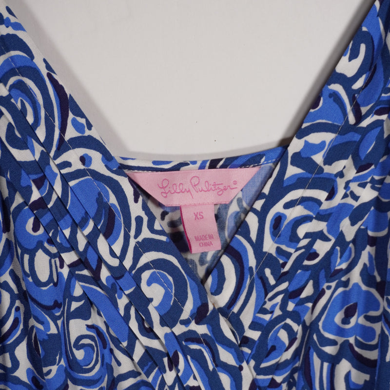 Lilly Pulitzer Melba Chasing Tails Blue Print Pattern Full Length Jumpsuit XS