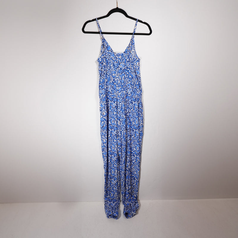 Lilly Pulitzer Melba Chasing Tails Blue Print Pattern Full Length Jumpsuit XS