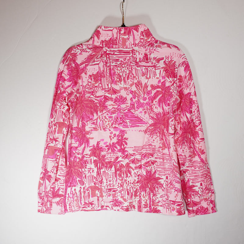 Lilly Pulitzer Skipper Popover Cotton Quarter Zip Paradise Pink Rule Breakers S