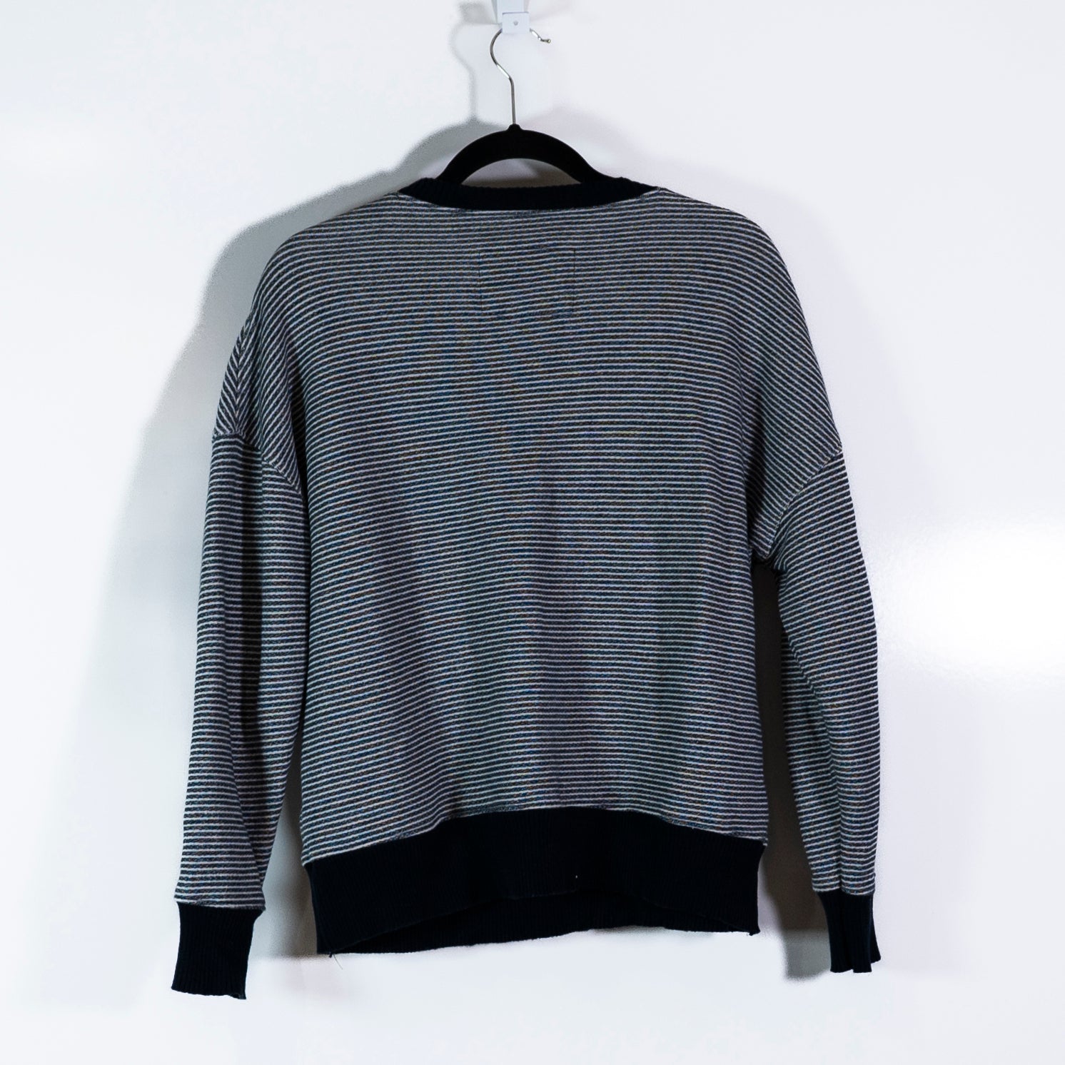 Frank & Eileen The Lab Cotton Crew Neck Pullover Sweatshirt Sweater Black Stripe