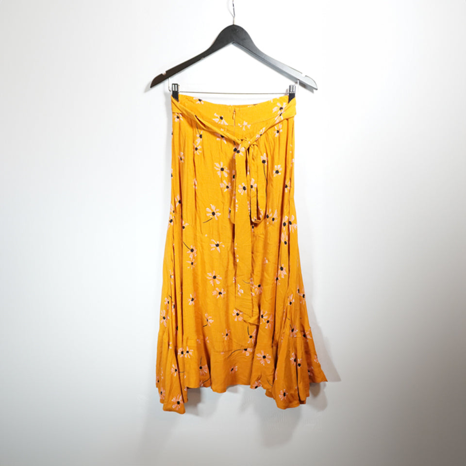 Faithfull The Brand Botany Daisy Floral Flower Print Pattern Yellow Ruffle Skirt