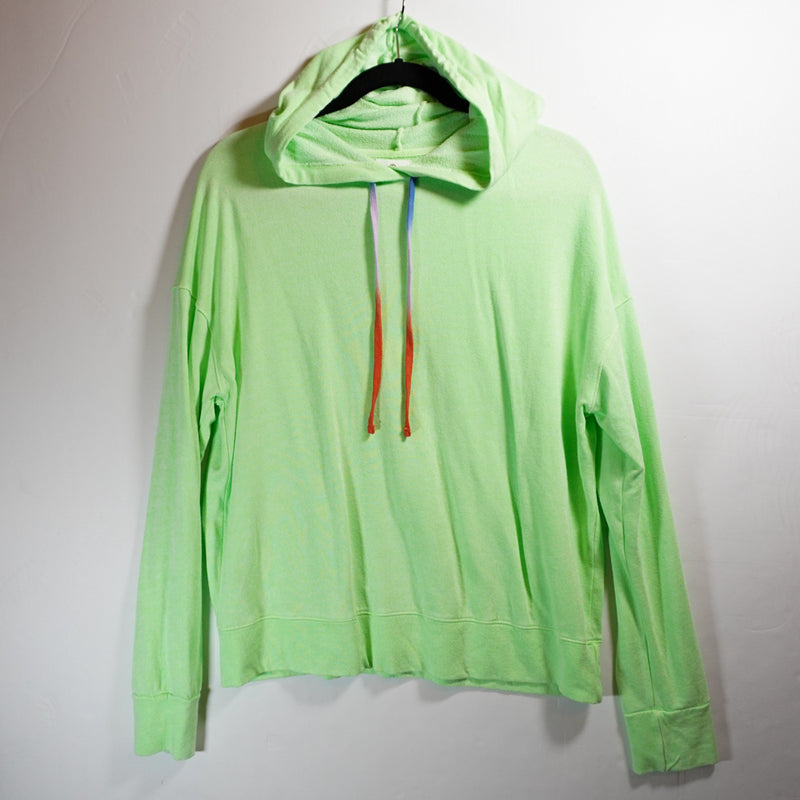NEW Sundry Basic Cotton Blend Pullover Hoodie Sweatshirt Neon Poplime Green XS