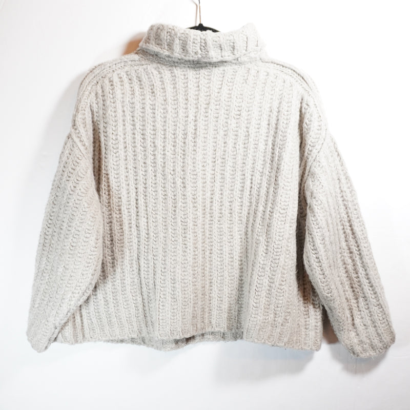 Free People Fluffy Fox Wool Alpaca Blend Knit Stretch Turtleneck Sweater Gray XS