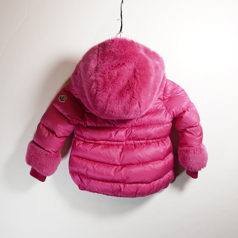 Moncler Girl's Atlantique Faux Fur-Trim Puffer Quiltes Full Zip Hood Jacket 2