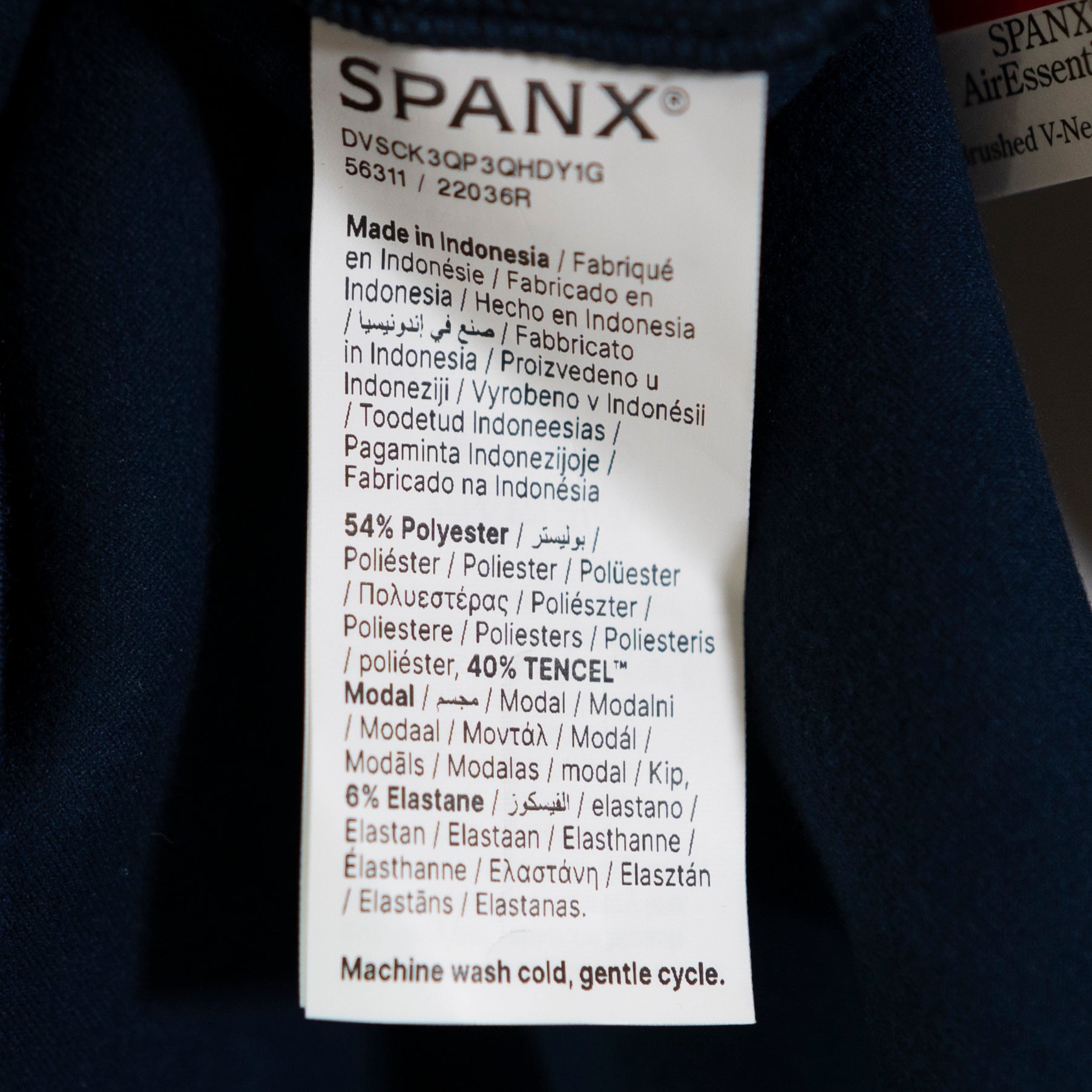 NEW Spanx AirEssentials Brushed V-Neck Tunic Sweatshirt Heather Timeless Navy S
