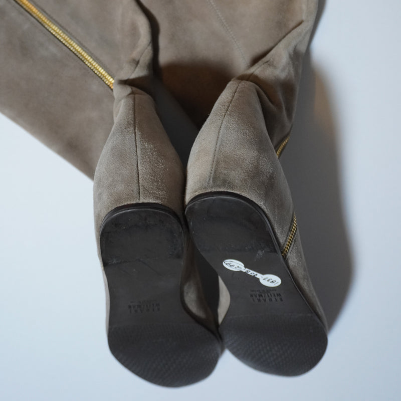 Stuart Weitzman Genuine Suede Leather Hidden Wedge Heel Knee High Boots Shoes 8