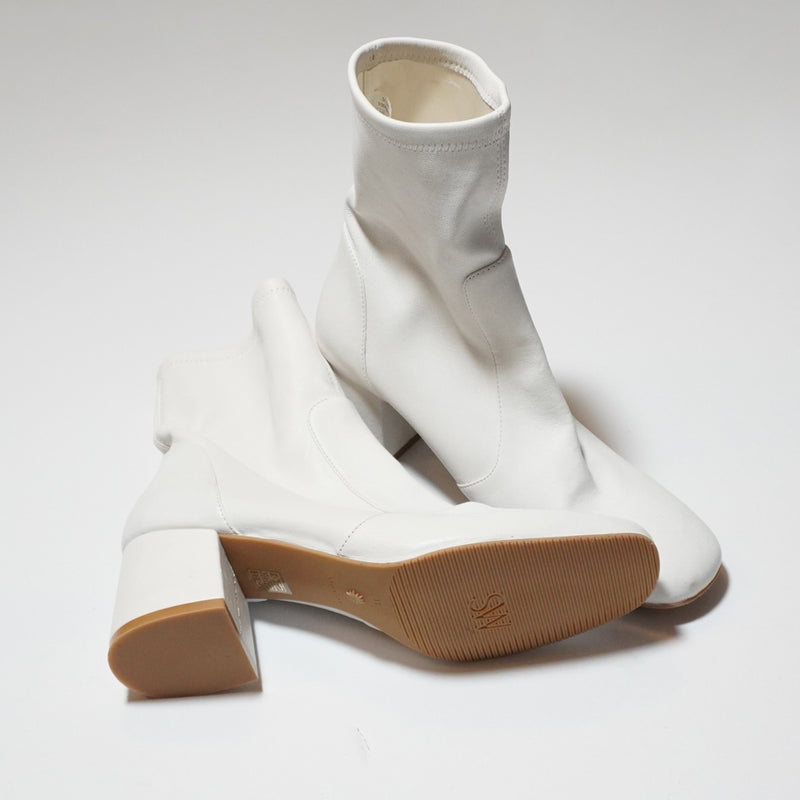 NEW Stuart Weitzman Sleek 60 Sock Genuine Leather Heel Ankle Booties Shoes White
