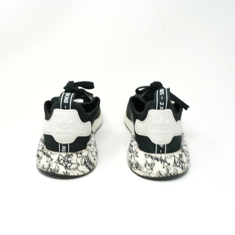 Adidas Men's NMD_R1 Black Graffiti Scribble Print Low Top Athletic Sneakers Shoe