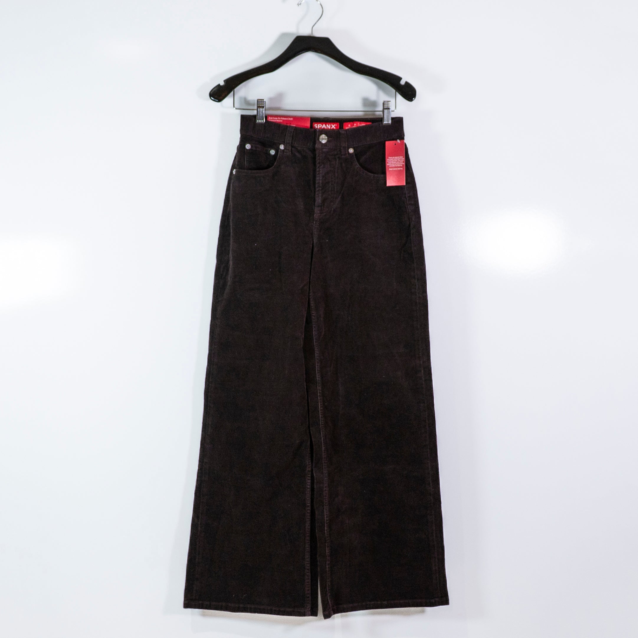 NEW Spanx Authentic 360 Corduroy Velvet Velour Wide Leg Jeans Truffle Brown S