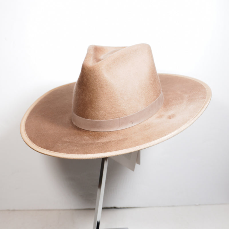 NEW Janessa Leone Skyler Wool Oversize Brim Hat Accessory Wheat JLAW2103