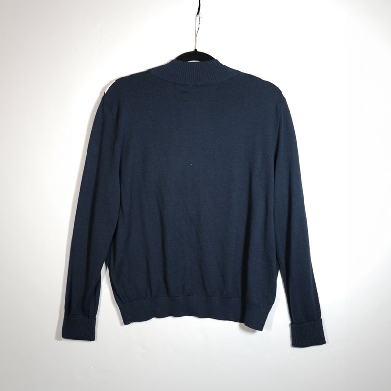 NEW Tory Burch Performance Cashmere Ruffle Half Zip Pullover Sweater Tory Navy