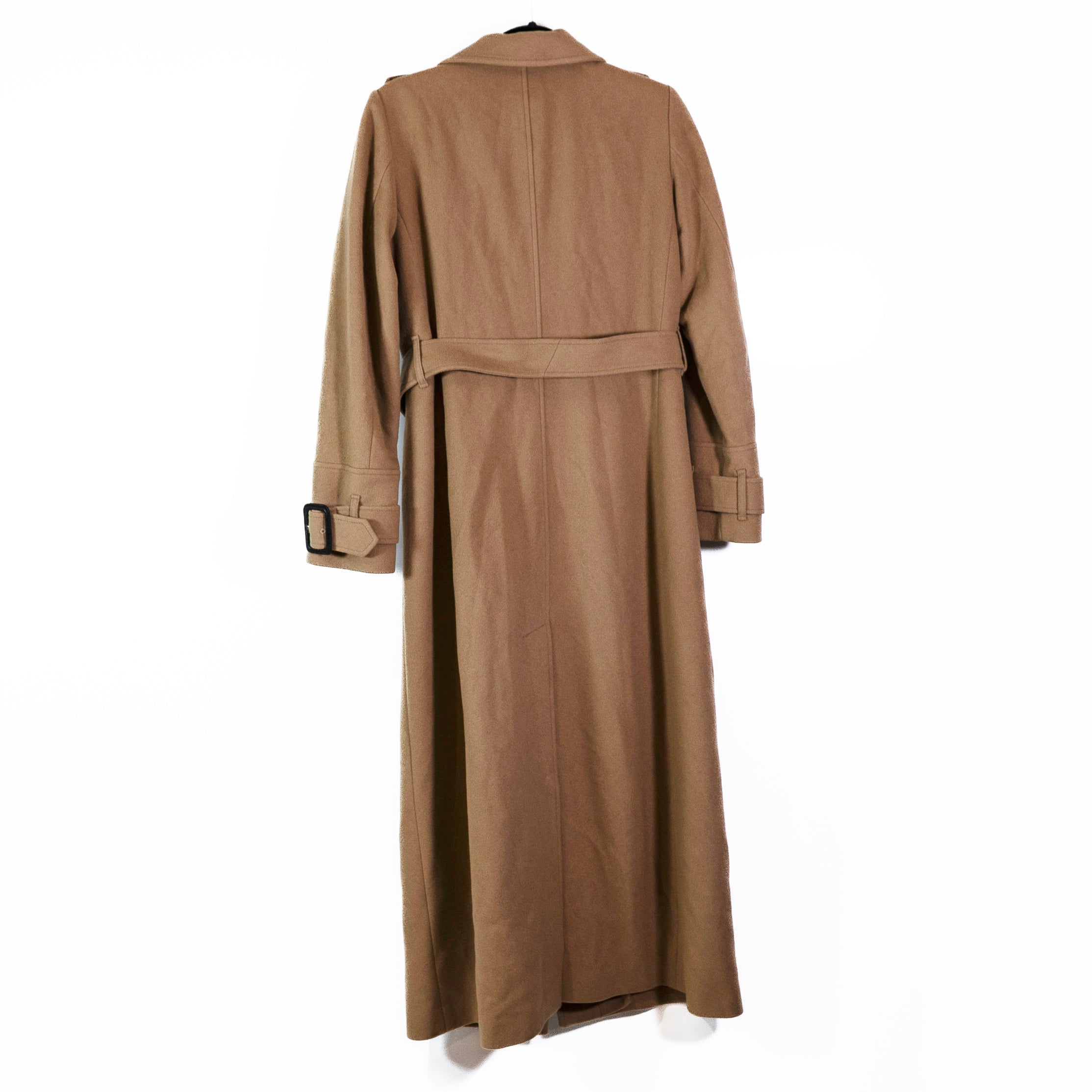Burberry London Women's Wool Cashmere Felt High Collar Belted Long Coat Jacket 8