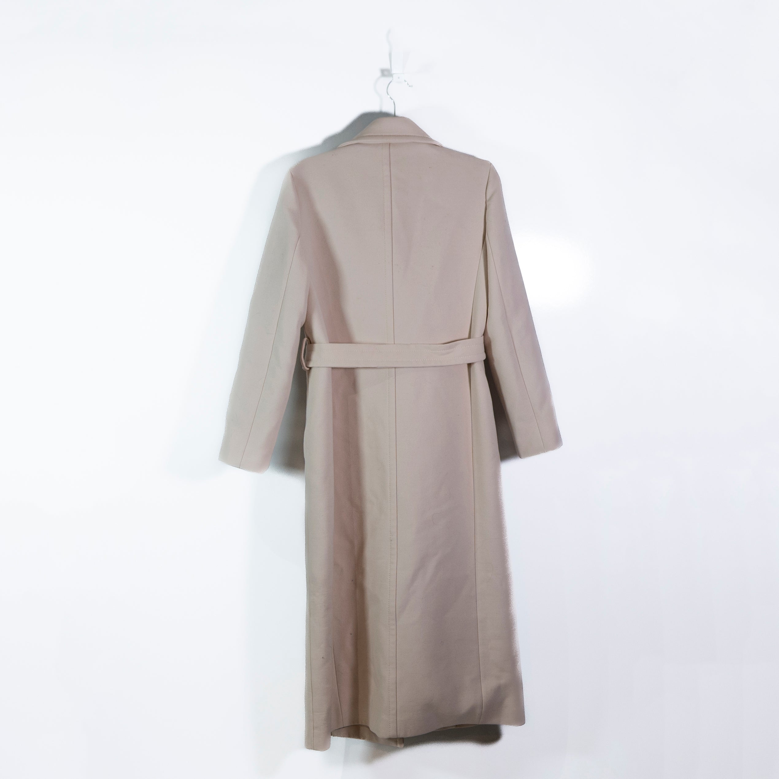 Gucci Women's Wool Double Breasted Collared Belted Silk Lined Jacket Coat Ivory