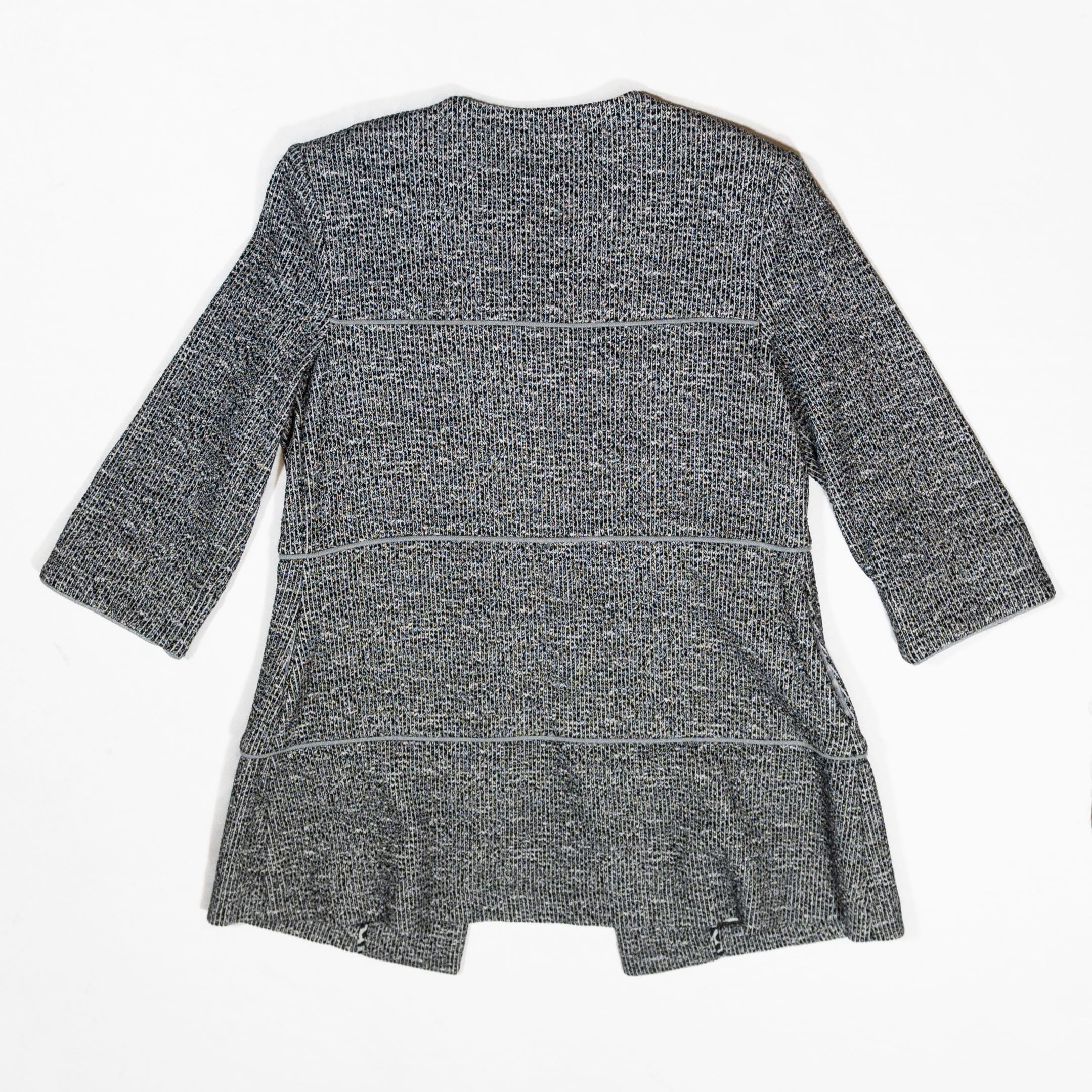 Cabi #5299 The Times Jacket Asphalt 3/4 Sleeve Open Front Cotton Blend Coat S