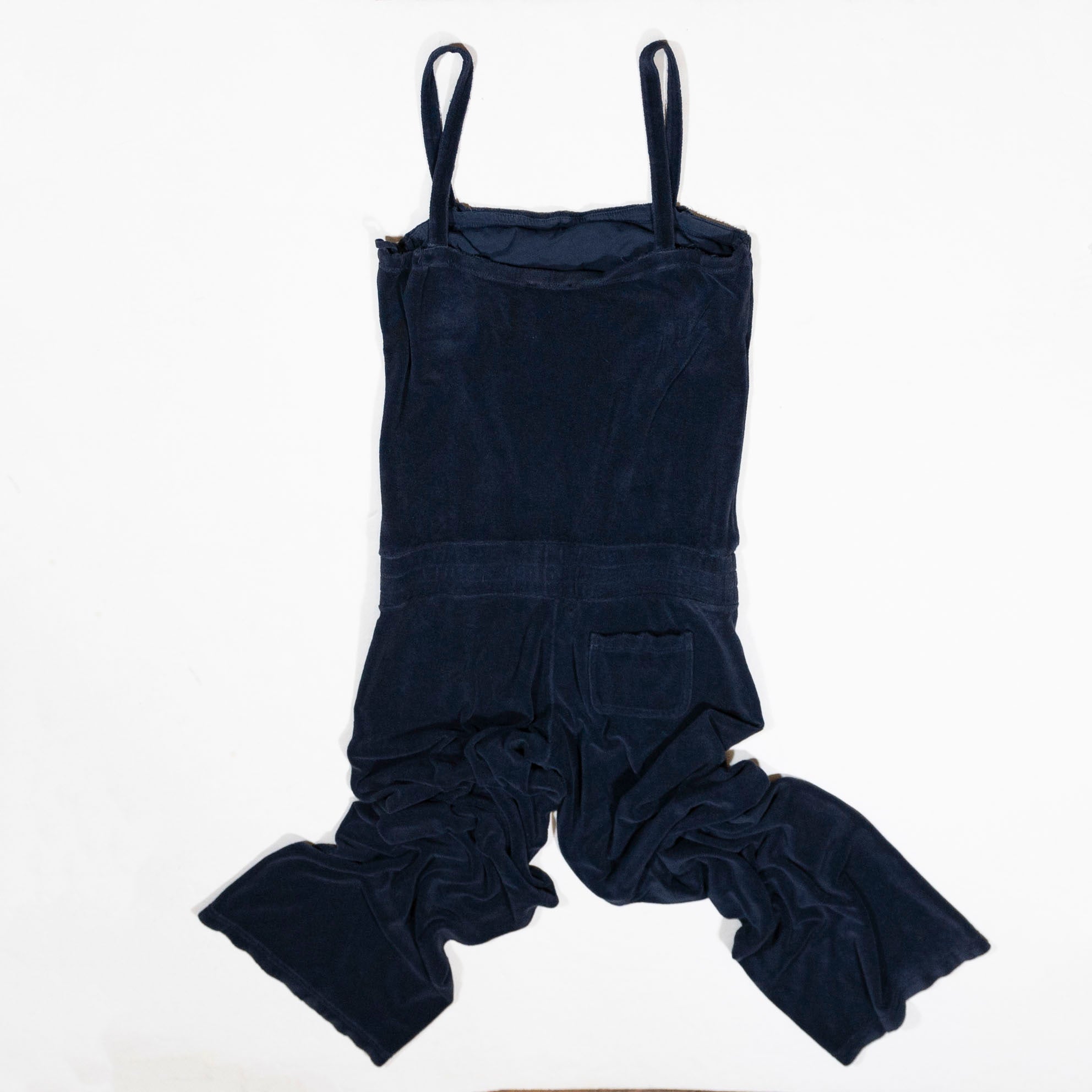 Juicy Couture JGMU2562 Cotton Terrycloth Wide Leg One Piece Jumpsuit Blue S