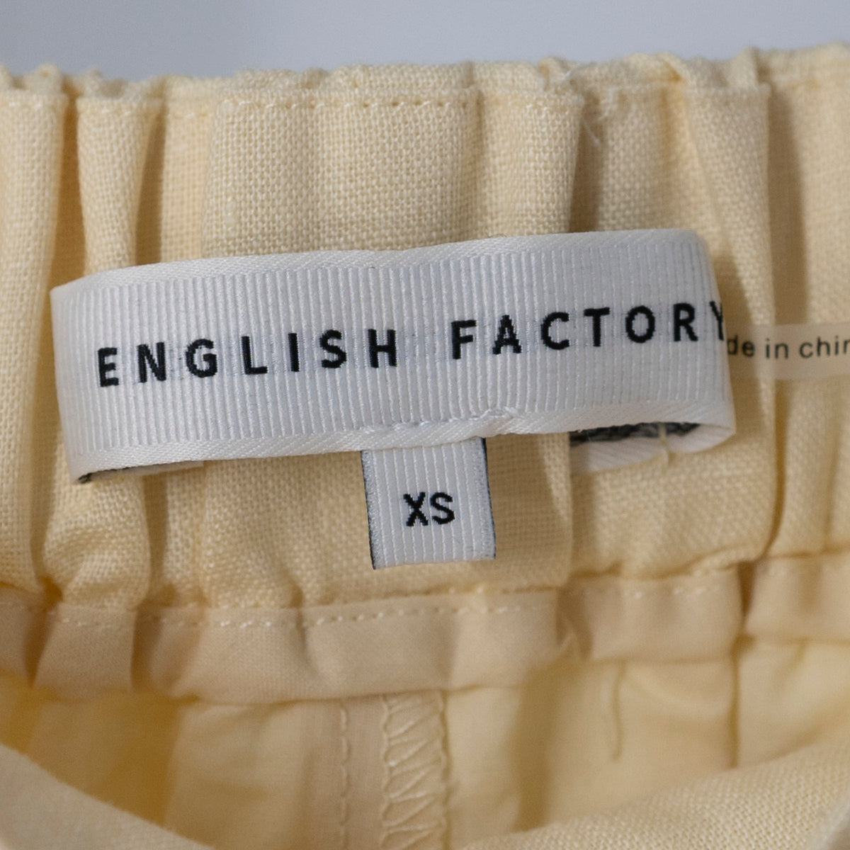 English Factory Lace Trim Linen High Waisted Mini Shorts Butter Yellow XS&nbsp;