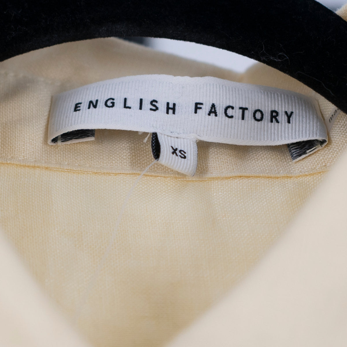 NEW English Factory Linen Embroidered Lace Collared Button Down Blouse Butter XS