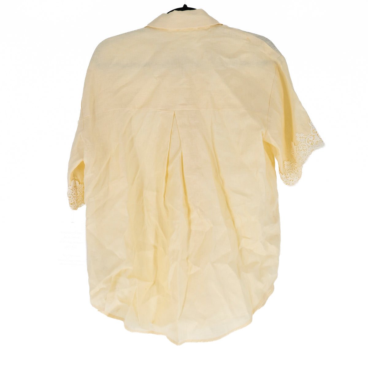 NEW English Factory Linen Embroidered Lace Collared Button Down Blouse Butter XS