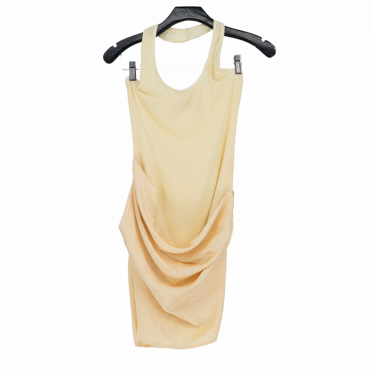 Peppermayo Deena Halterneck Ruched Draped Sleeveless Mini Dress Yellow 4