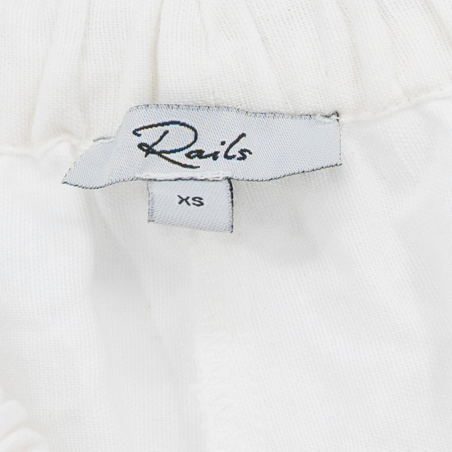 Rails Tildi Cotton Linen Straight Leg White Blue Seashell Lace Trim Pants XS