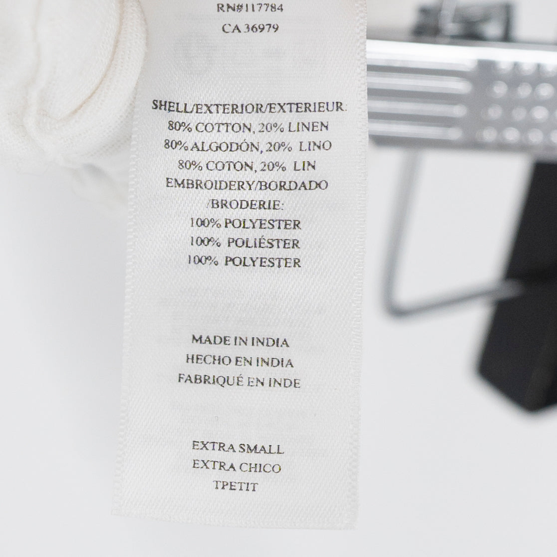 Rails Tildi Cotton Linen Straight Leg White Blue Seashell Lace Trim Pants XS