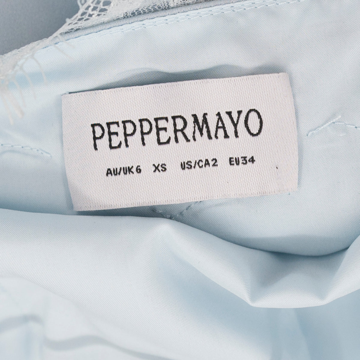 Peppermayo Samaria Satin Lace Trim Halter Neck Mini Dress Blue 2