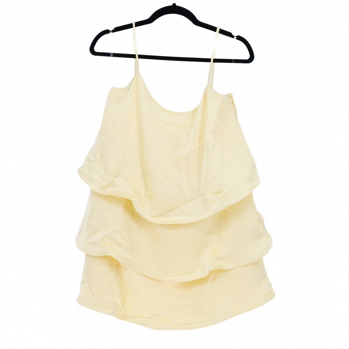 Peppermayo Becka Tiered Ruffle Satin Butter Yellow Mini Dress 2